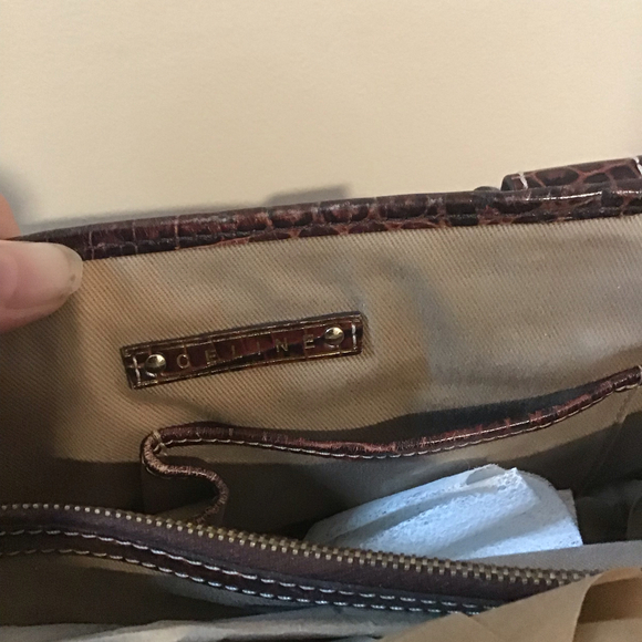 Vtg w/ COA Céline Brown Macadam Beige Dark Brown Leather - Picture 11 of 12